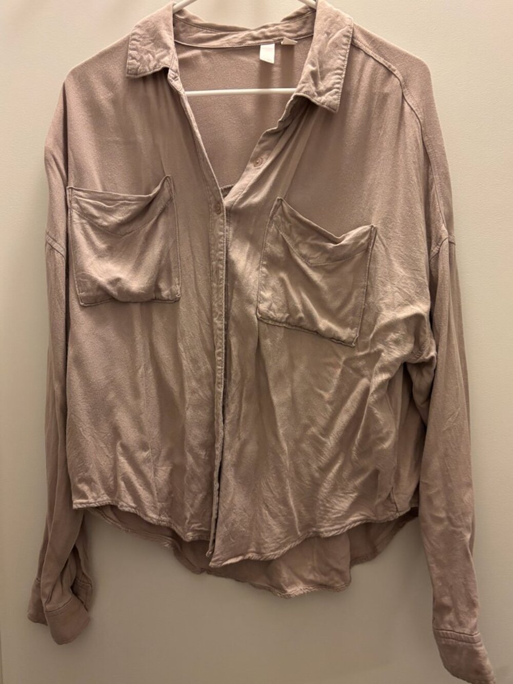 BP Taupe Oversized Button-Down Shirt XS